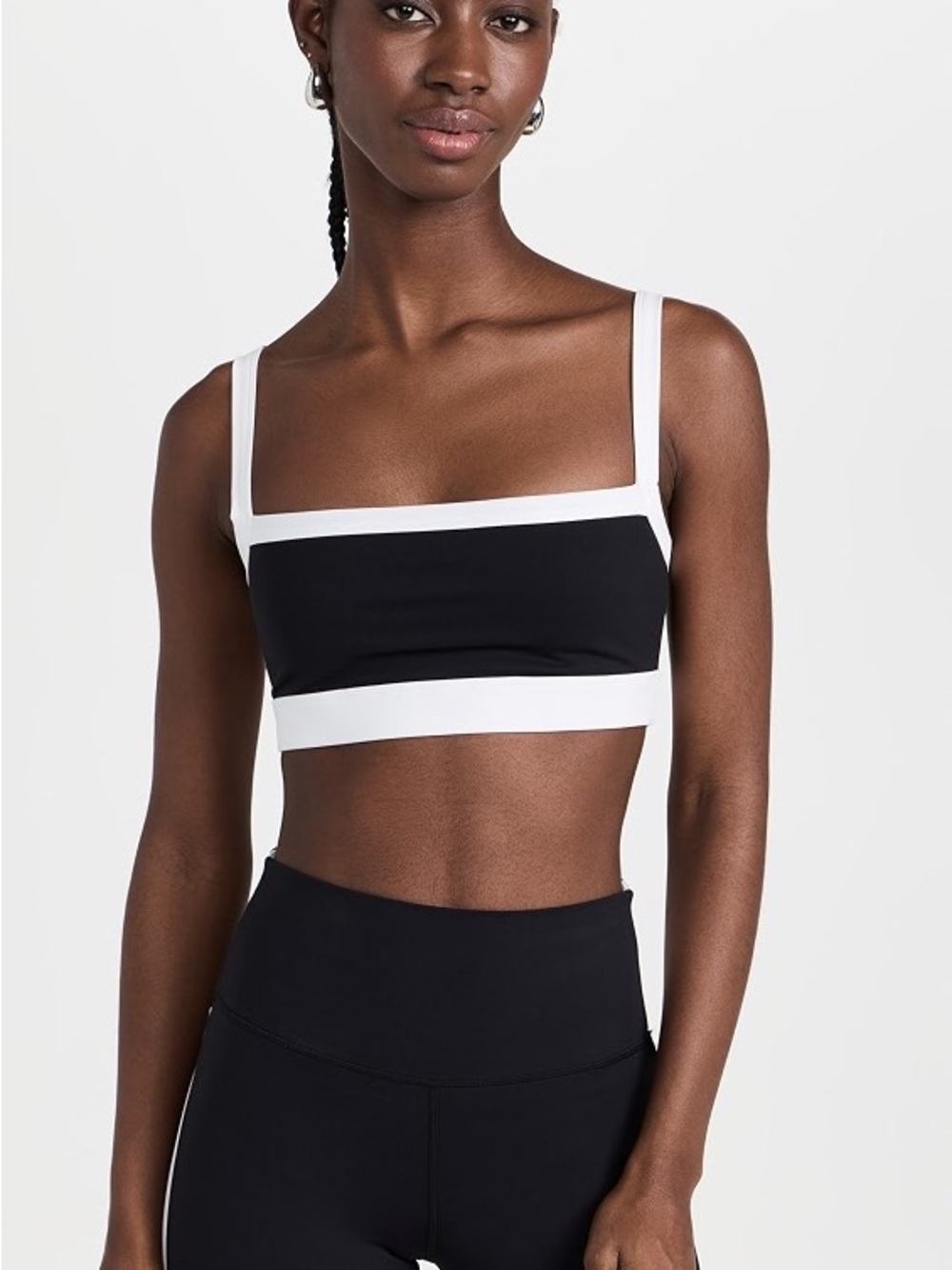 Splits59 Monah Rigor black & white trim sports bra
